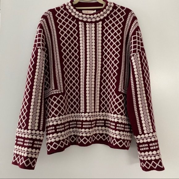 Tory Burch Red Printed Jacquard Sweater - Picture 3 of 6